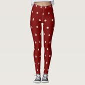 Tiefrote Leggings mit blühendem Blumenmuster (Vorderseite)