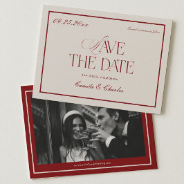 Tiefrote Opernhochzeit Save-the-Date-Foto Einladung
