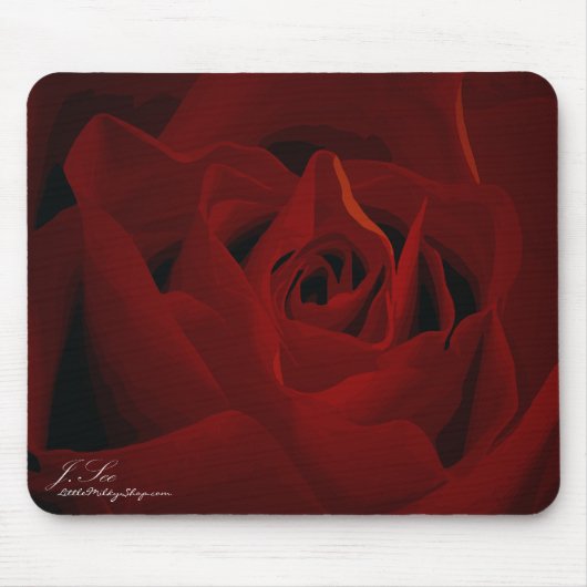 Tiefrote Rose Mousepad (Vorne)
