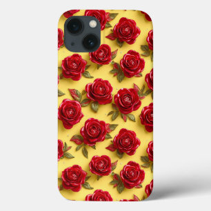 Tiefrote Rosen 3D Textur Romantisches Stylisches D Case-Mate iPhone Hülle