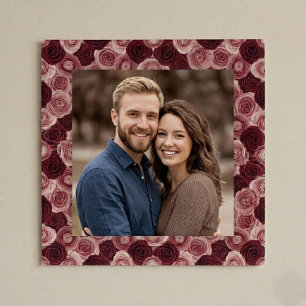 Tiefrote Rosen-Blumenrandrahmen-Foto Poster