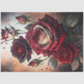 Tiefrote Rosen-Dekupage Seidenpapier (Vorderseite)