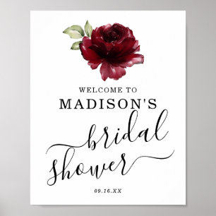 Tiefrote Rosen Florale Willkommens-Hochzeitsdusche Poster