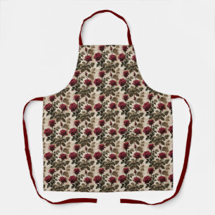 Tiefrote Rosen mit dunkelgrünen Blättern Schürze
