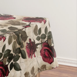 Tiefrote Rosen mit dunkelgrünen Blättern Tischdecke