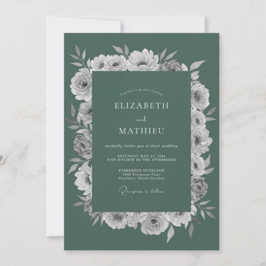 Tiefrote Rosenhochzeit Einladung (Vorderseite)