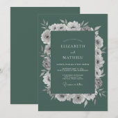 Tiefrote Rosenhochzeit Einladung (Vorne/Hinten)