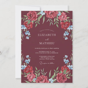 Tiefrote Rosenhochzeit Einladung