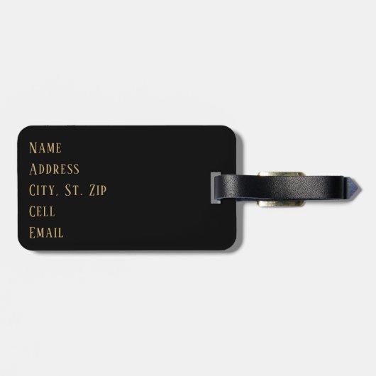 Tiefrote Streifen u. Leopard-Tier - Monogramm Gepäckanhänger (Rückseite horizontal)