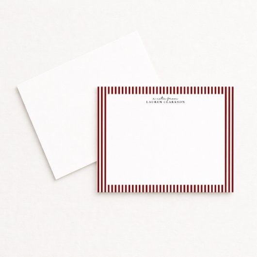 Tiefrote Streifenrand-Notizkarte Einladung