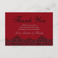 Tiefrote und schwarze Spitze danken Ihnen Karten