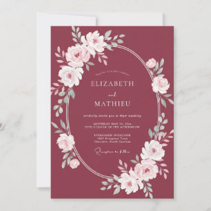 Tiefrote Wein-Kranz-Hochzeit Einladung