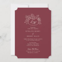 Tiefrote Wein-Kürbis-Hochzeitseinladung im Stil de
