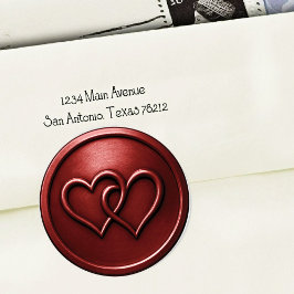 Tiefrote zweifach verwobene Hochzeit Runder Aufkleber