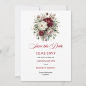 Tiefroter Blush-Burgunder-Blumen-Save-the-Date Save The Date (Vorderseite)