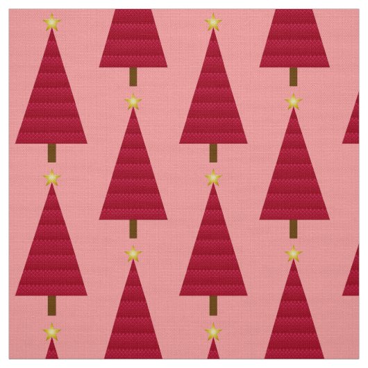 Tiefroter Damast moderner Weihnachtsbaum Stoff (Muster)