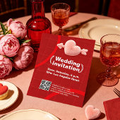 Tiefroter Plüschmaterial-Hochzeit Einladung