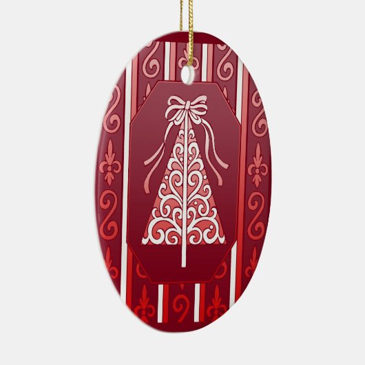 Tiefroter und weißer keramikornament (Rechts)