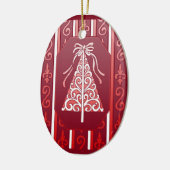 Tiefroter und weißer keramikornament (Links)