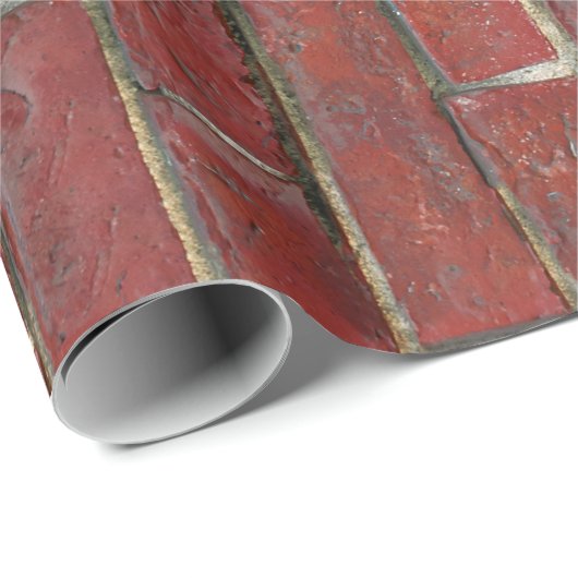 Tiefrotes Backsteinmauer-Muster Geschenkpapier (Rolleneckpunkt)