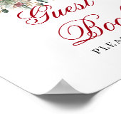 Tiefrotes Blush-Burgunder-Gästebuch-Schild Poster (Ecke)