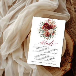 Tiefrotes Boho-Blumen-Herbst-Eukalyptus-Details-Ei Begleitkarte