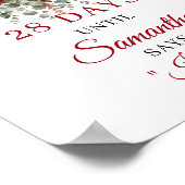 Tiefrotes Boho-Blumen-Hochzeitsdusche-Countdown-Sc Poster (Ecke)