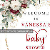 Tiefrotes Burgunder-Babyshower-Willkommensschild Poster