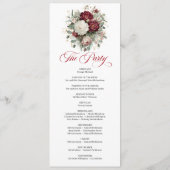 Tiefrotes Burgunderrot Florales Hochzeitsprogramm Programm (Rückseite)