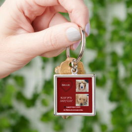 Tiefrotes Erinnerungsstück zum Verlust eines Haust Schlüsselanhänger