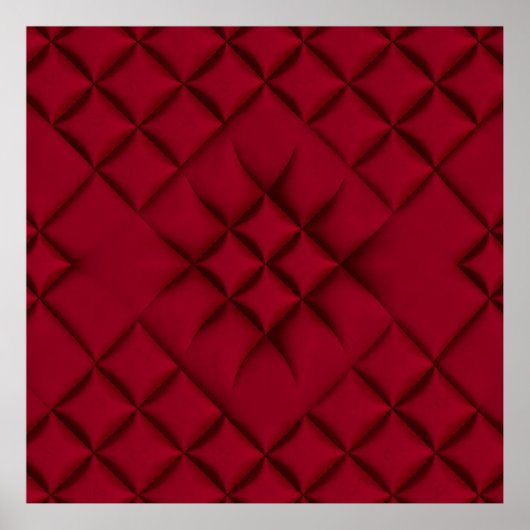 Tiefrotes gequiltetes Leder Muster Poster (Vorne)