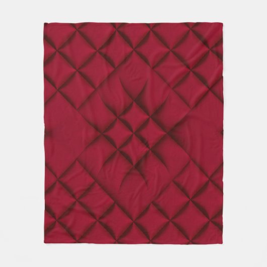 Tiefrotes gewürfeltes Leder Muster Fleecedecke (Vorderseite)