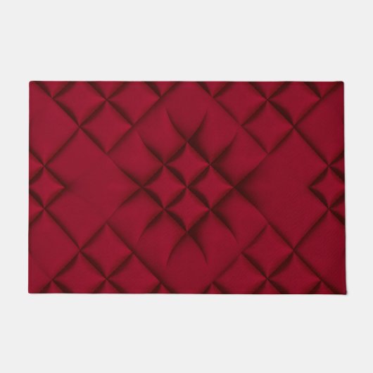 Tiefrotes gewürfeltes Leder Muster Fußmatte (Vorderseite)