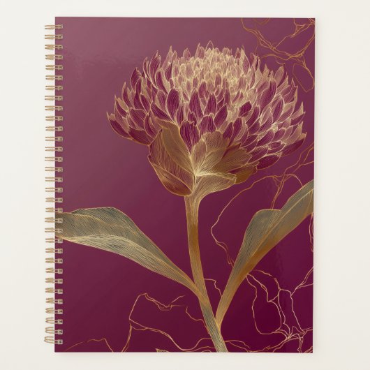 Tiefrotes Gold-Botanik-Blumenlinienwerk Planer (Vorderseite)