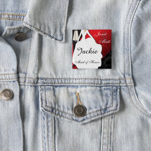 Tiefrotes Hochzeits-Party Button (Beispiel)