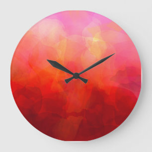 Tiefrotes Orange Gelbes Aquarellhintergrund Große Wanduhr