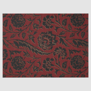 Tiefrotes und schwarzes BlumenDecoupage Seidenpapier