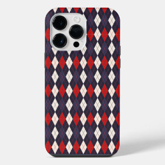 Tiefrotes violettes Argyle-Muster iPhone 14 Pro Max Hülle