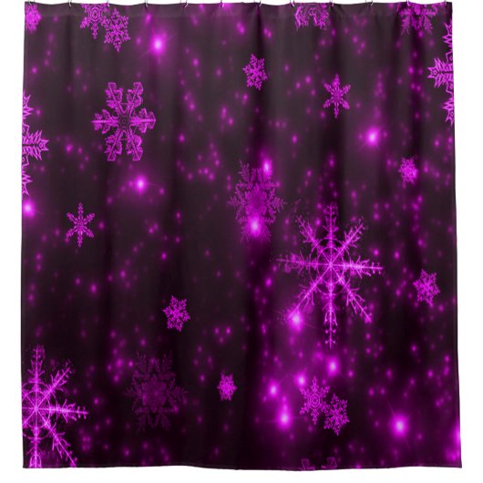 Tiefschneeflocken Lila und hell Duschvorhang (Vorderseite)