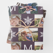 Tiefschneeflocken Monogramm-FotoCollage Geschenkpapier Set (Beispiel)