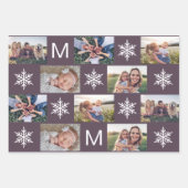 Tiefschneeflocken Monogramm-FotoCollage Geschenkpapier Set (Vorderseite)