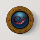 Tiefsee-Kreatur Steampunk-Ozean-Explorer Octopus Button (Vorderseite)