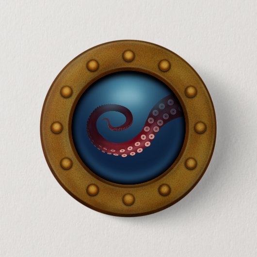 Tiefsee-Kreatur Steampunk-Ozean-Explorer Octopus Button (Vorderseite)