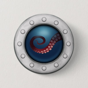 Tiefsee-Kreatur Steampunk-Ozean-Explorer Octopus Button