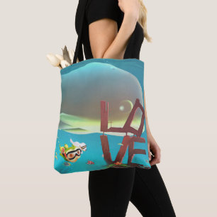 Tiefsee-Liebe: Iron T & Smile Pup beim Schnorcheln Tasche
