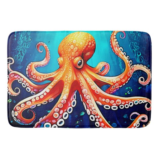 Tiefsee-Octopus-Glow-Design Badematte (Vorderseite)