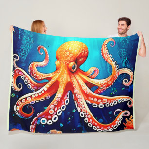 Tiefsee-Octopus-Glow-Design Fleecedecke