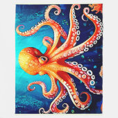 Tiefsee-Octopus-Glow-Design Fleecedecke (Vorderseite)