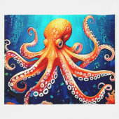 Tiefsee-Octopus-Glow-Design Fleecedecke (Vorderseite (Horizontal))