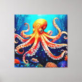 Tiefsee-Octopus-Glow-Design Leinwanddruck (Vorderseite)
